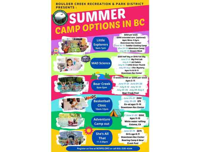 1-week Summer Camp at the Bear Creek Community Center