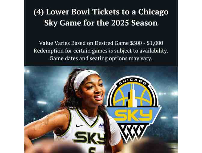 Chicago Sky Lower Bowl Tickets (Qty:4) - Photo 1