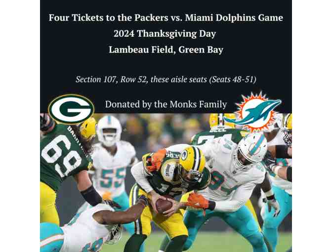 Four Tickets to the Packers vs. Miami Dolphins Game Thanksgiving Day (INCLUDES PARKING) - Photo 1