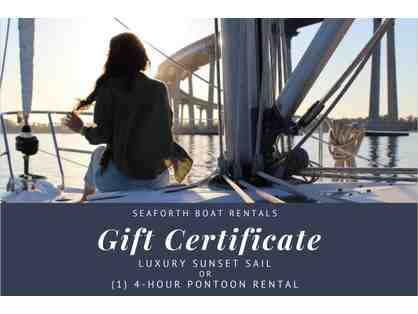 Seaforth Luxury Sunset Sail or 4-hour Pontoon Rental