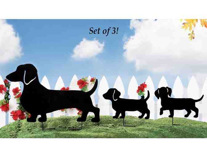 Dachshund Family Garden Decor Yard Stakes - Set of THREE - Black Iron