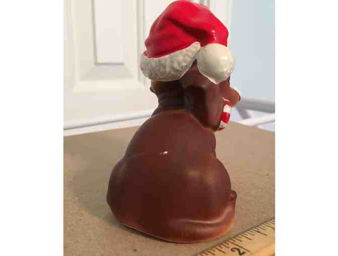 VINTAGE Josef Originals Dachshund Dog Figurine Wearing Santa Hat Holding Candy Cane