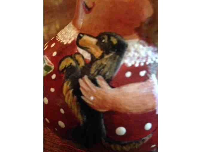 Hand Painted Gourd, Featuring B & T Long Hair Dachshund