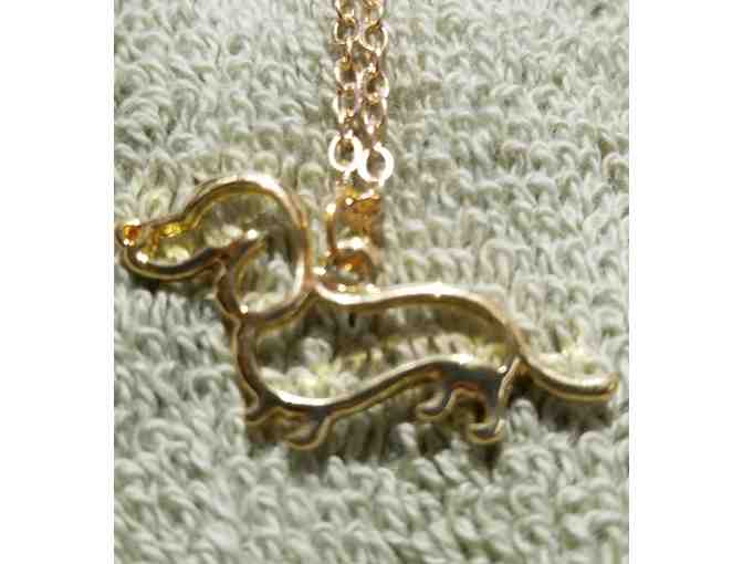 Gold Plated Dachshund Necklace 18 in Chain