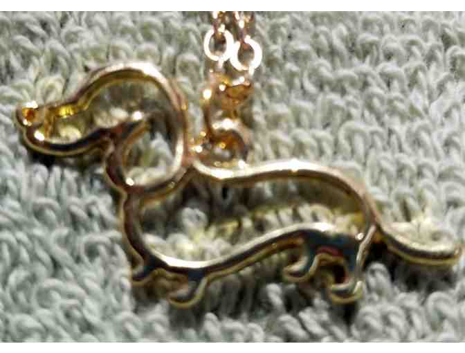 Gold Plated Dachshund Necklace 18 in Chain