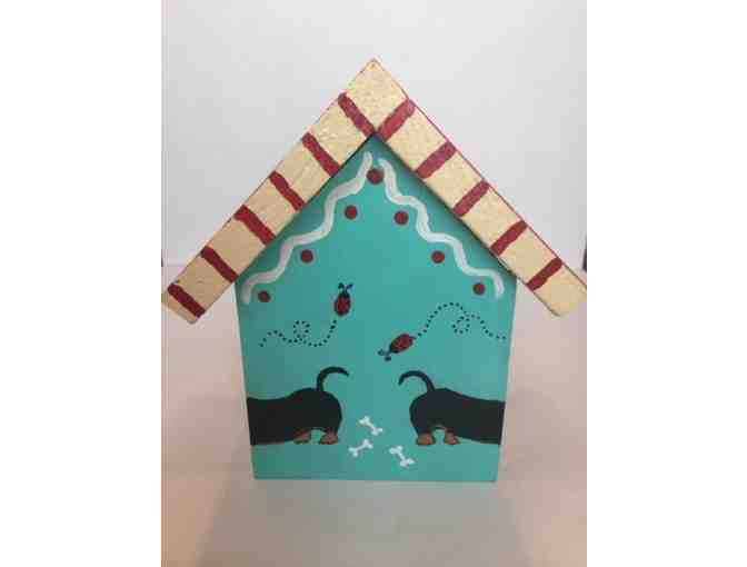 Bird House - Hand Painted Dachshund Bird House with Blue Front!