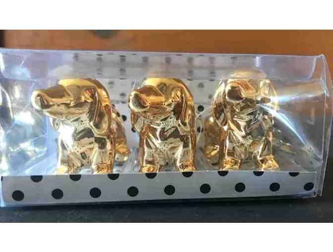 Set of 3 Gold Dachshund Ornaments
