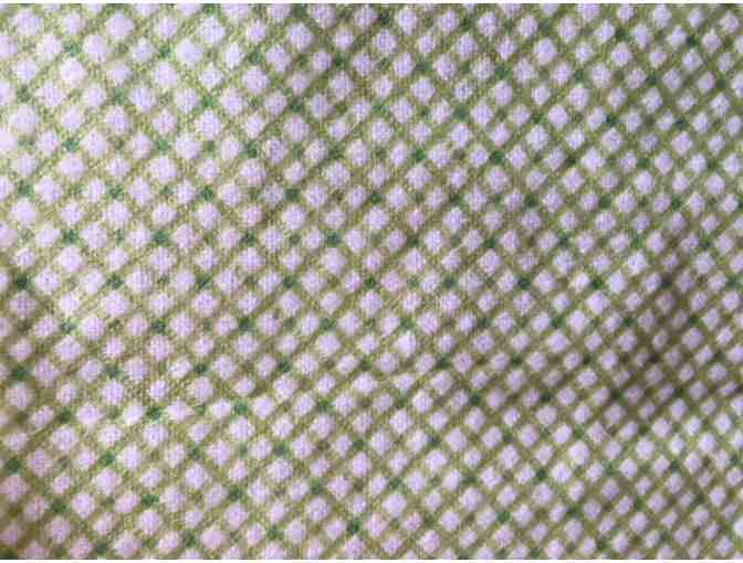 Blanket - Handmade mint green blanket with a dog with a bone and dog houses