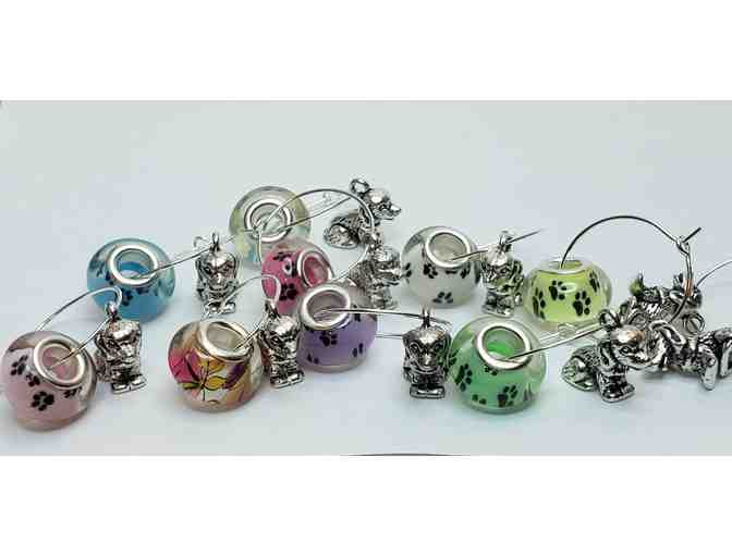10pcs Dachshund Paw Print Wine Glass Stem Charms