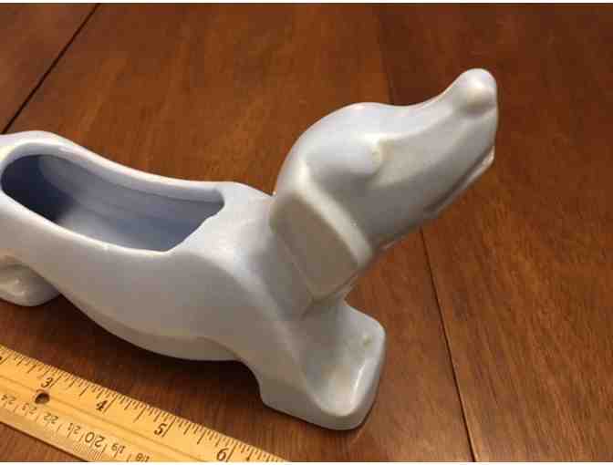 Ceramic Dachshund Planter - Possible McCoy? - VERY RARE - Flat Blue - Vintage!