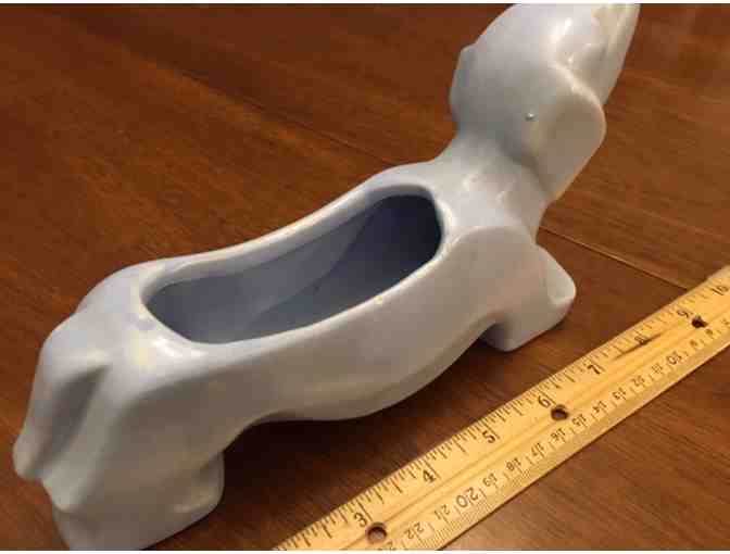 Ceramic Dachshund Planter - Possible McCoy? - VERY RARE - Flat Blue - Vintage!