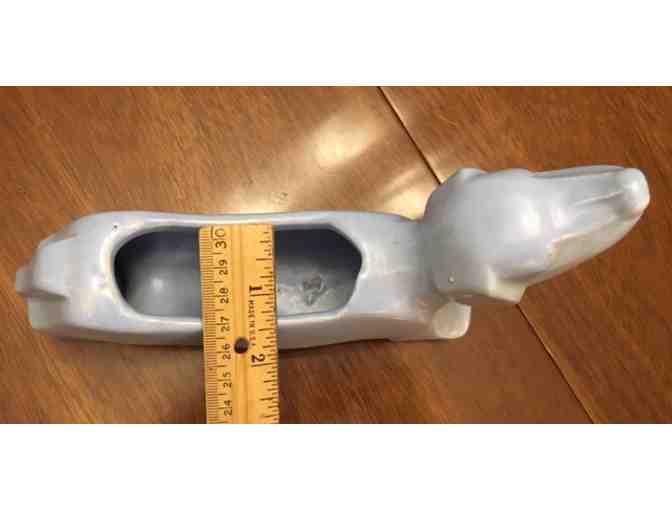 Ceramic Dachshund Planter - Possible McCoy? - VERY RARE - Flat Blue - Vintage!