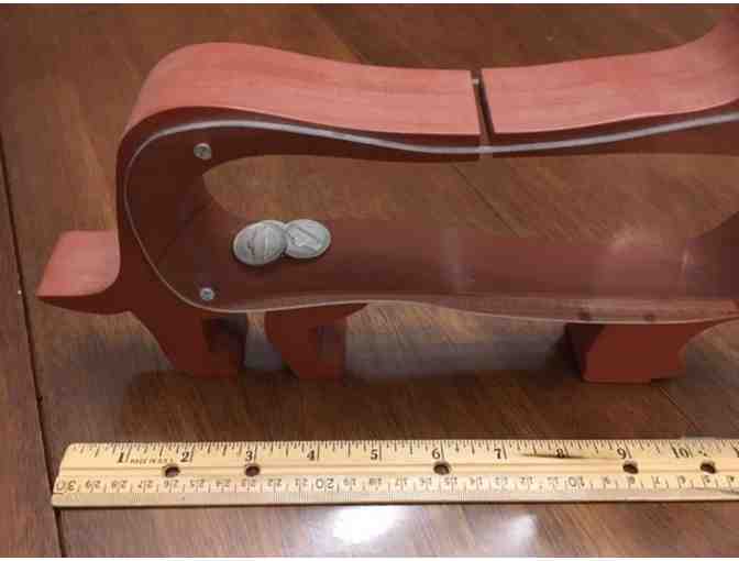 Clear Dachshund Bank with Wood Frame!