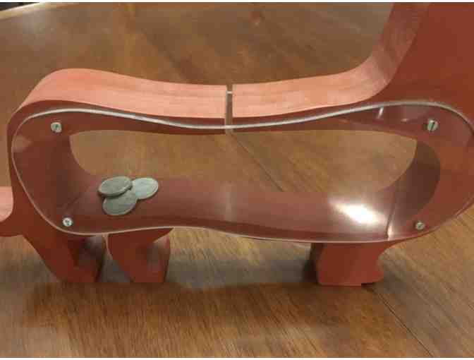 Clear Dachshund Bank with Wood Frame!