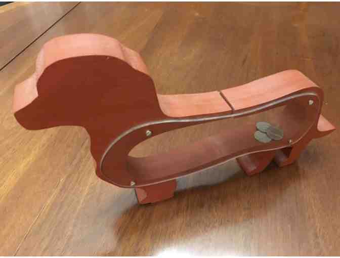 Clear Dachshund Bank with Wood Frame!