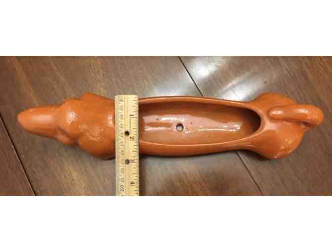 Ceramic Planter - Dachshund - VINTAGE! 'Crazed' finish, no chips!