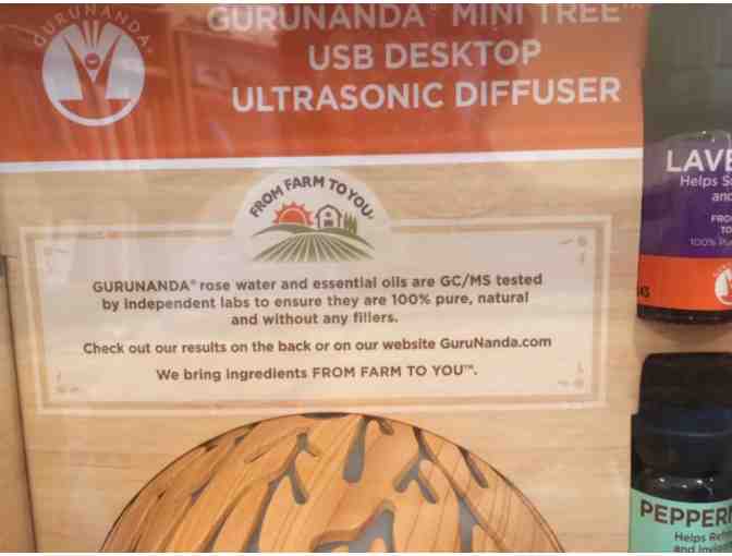 Essential Oil Diffuser! Gurunanda Mini Tree USB Desktop Ultrasonic Diffuser with 3 Oils!