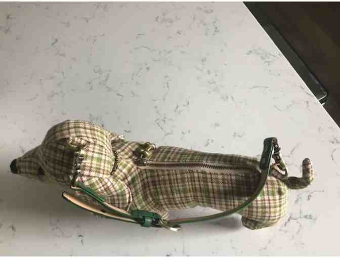 Fuzzy Nation Dachshund Purse Plush 13' Stuffed Dog Green Plaid Bag