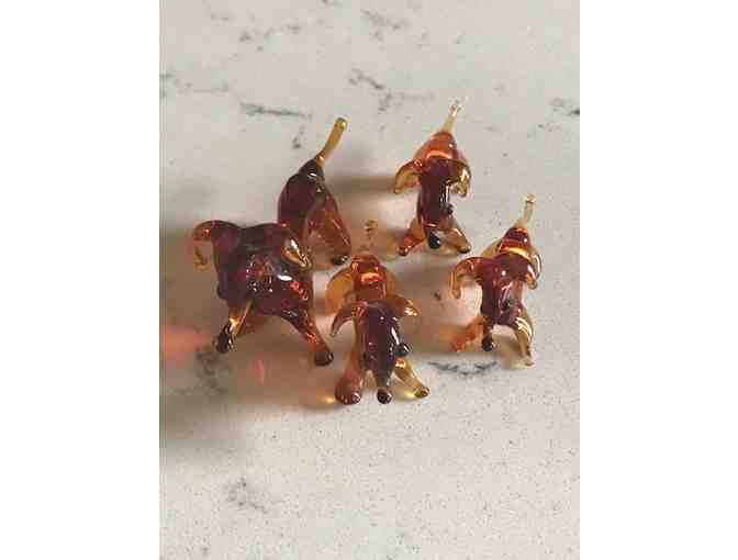 Blown Glass Momma Dachshund and her 3 Pups figurine set