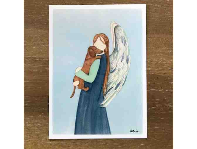 Red Doxie Angel Folk Art Print (5' x 7')