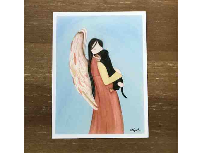 Blk & Tan Doxie Angel Folk Art Print (5' x 7')