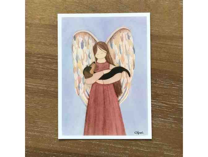 Blk & Tan Wire Hair Doxie Angel Folk Art Print (5' x 7')