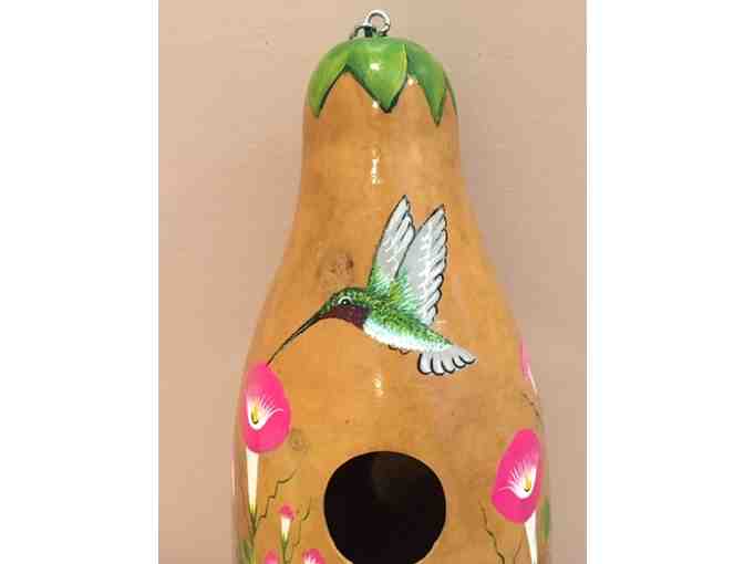 Gourd Birdhouse Hand Painted with Humming Bird