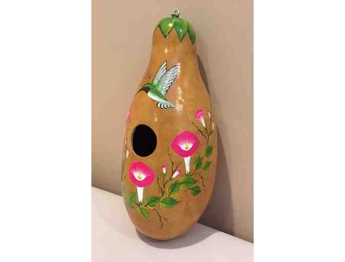 Gourd Birdhouse Hand Painted with Humming Bird