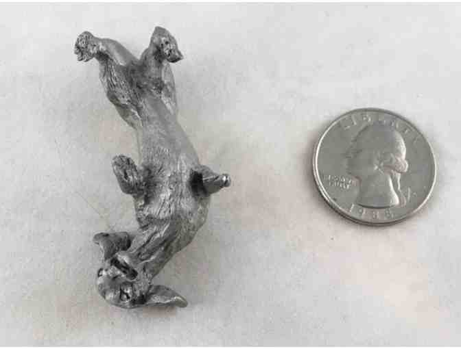 Pewter Dachshund Laying on His Back ~~  Vintage!