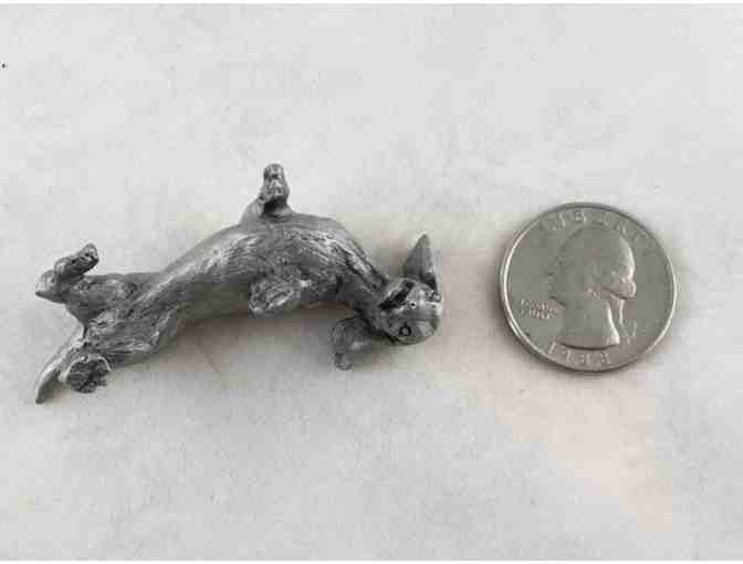 Pewter Dachshund Laying on His Back ~~  Vintage!