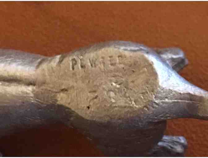 Pewter Dachshund Laying on His Back ~~  Vintage!