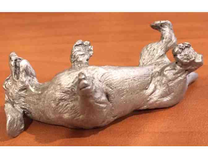 Pewter Dachshund Laying on His Back ~~  Vintage!