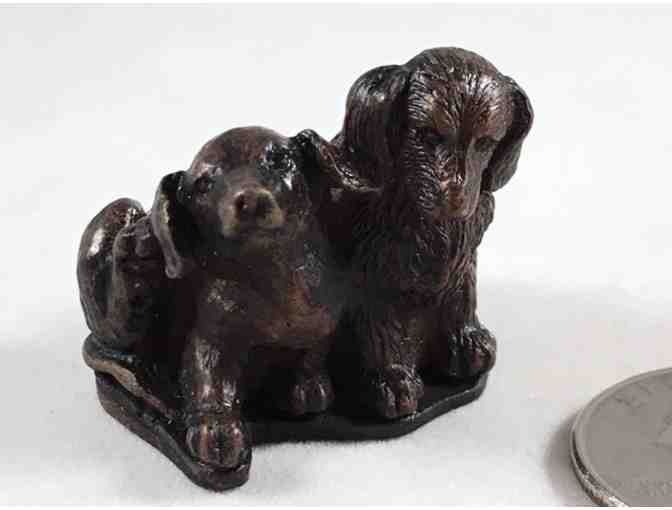 House of Goebel Cold Cast Bronze Figurine of Two Dogs - Made in England - VINTAGE - RARE