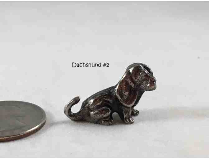 Four pewter / metal miniature dachshund figurines~~ Vintage! ~~ Highly collectible!