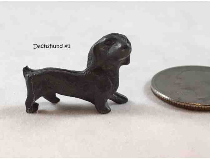 Four pewter / metal miniature dachshund figurines~~ Vintage! ~~ Highly collectible!