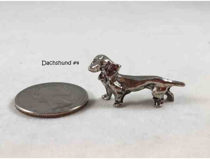 Four pewter / metal miniature dachshund figurines~~ Vintage! ~~ Highly collectible!