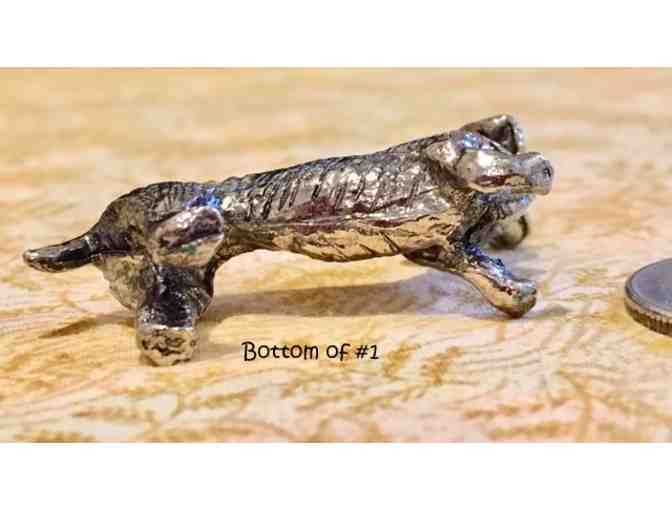 Four pewter / metal miniature dachshund figurines~~ Vintage! ~~ Highly collectible!