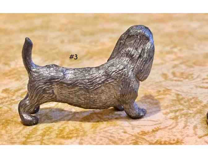 Four pewter / metal miniature dachshund figurines~~ Vintage! ~~ Highly collectible!
