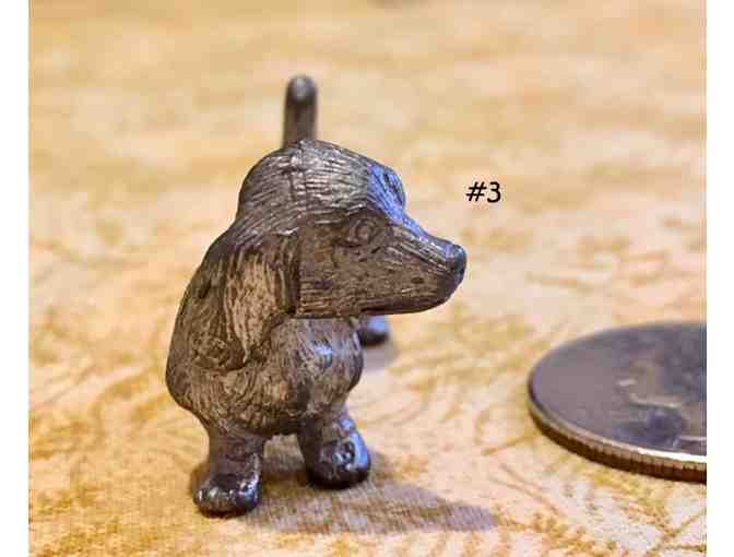 Four pewter / metal miniature dachshund figurines~~ Vintage! ~~ Highly collectible!