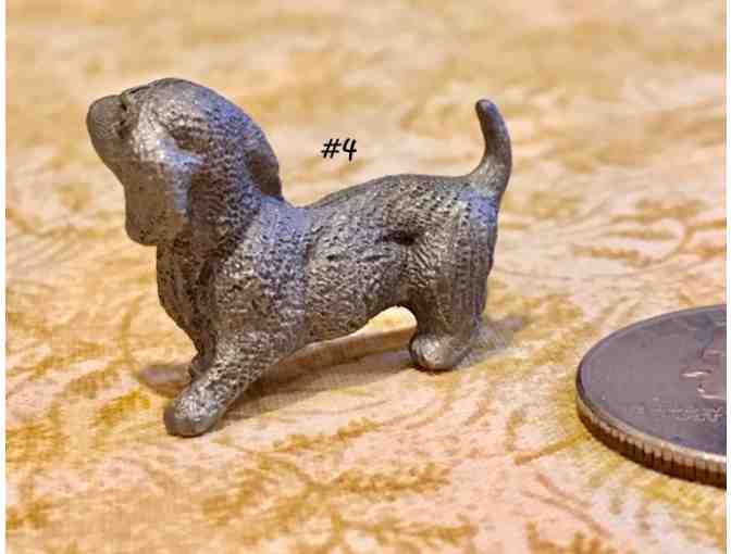 Four pewter / metal miniature dachshund figurines~~ Vintage! ~~ Highly collectible!