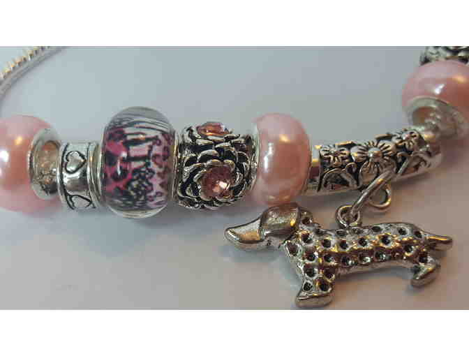 Dachshund Pink European Bead Charm Bracelet