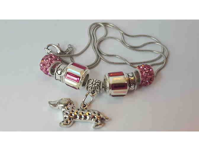 Dachshund Pink European Dangle Bead Charm Necklace