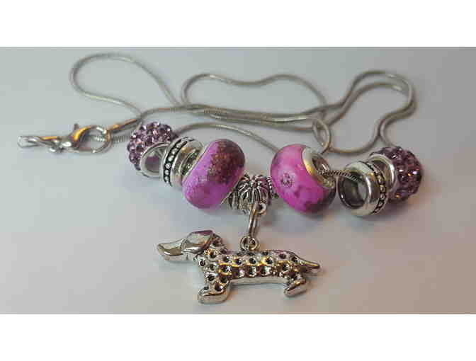 Dachshund Purple European Bead Charm Necklace