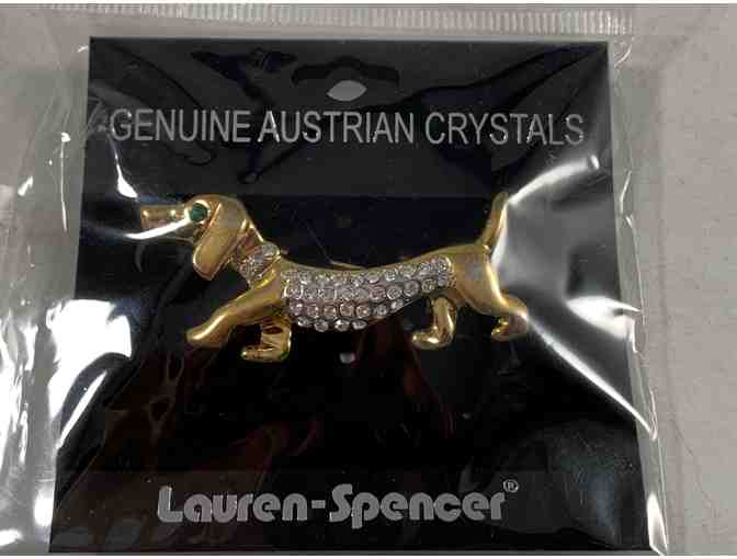 Pin - Dachshund Pin with Genuine Austrian Crystals!  By Lauren Spencer