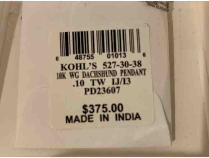 10K White Gold Dachshund Pendant with 1/10 CTTW Diamonds