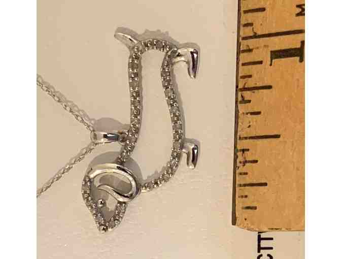 10K White Gold Dachshund Pendant with 1/10 CTTW Diamonds