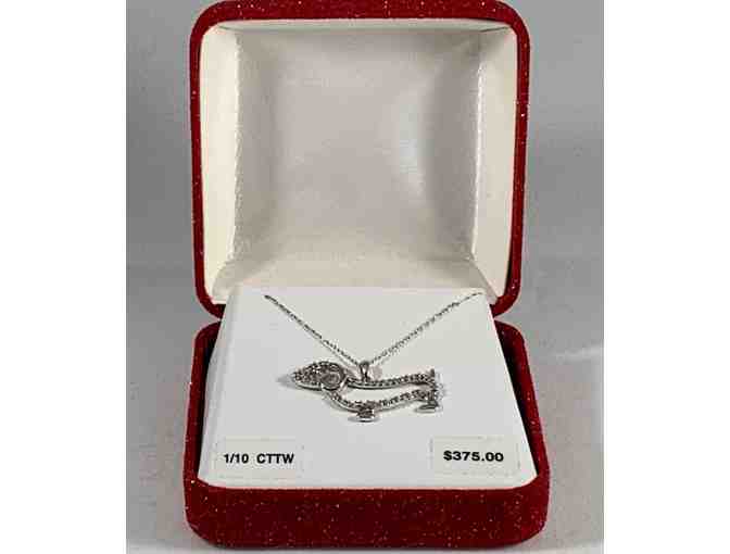 10K White Gold Dachshund Pendant with 1/10 CTTW Diamonds