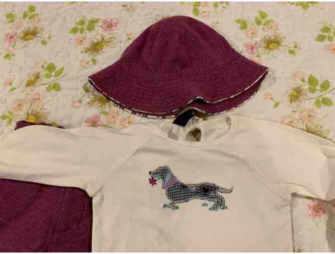 Girls - Size 2 Toddler purple dachshund outfit (top, pants and hat)