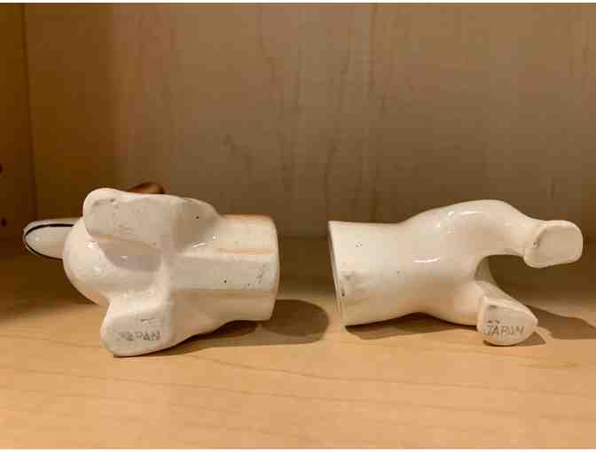 Salt and Pepper Shaker -- Vintage Porcelain 5.5' Dachshund 2 piece -Japan