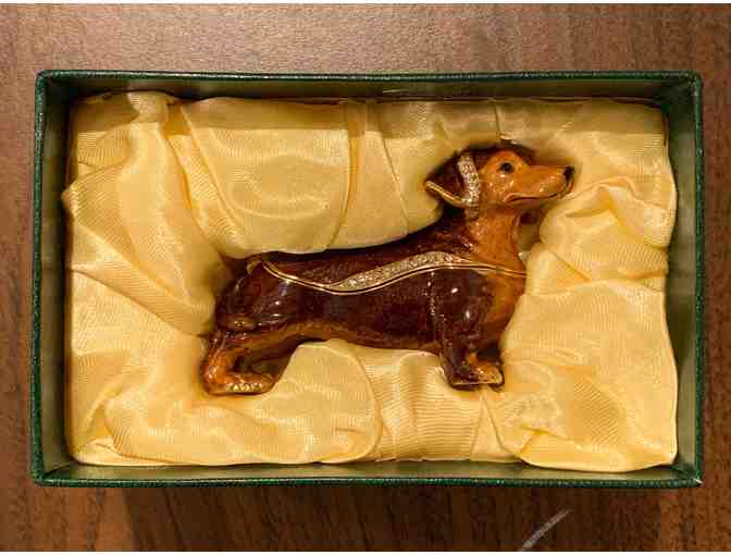 Bejeweled Collection Department 56 Brown Dachshund Dog Trinket Box
